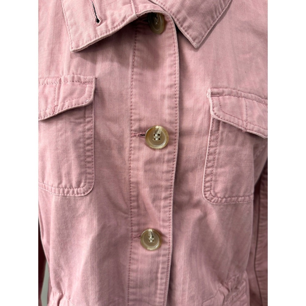 Talbots Pink Utility Jacket Womens Large Cotton Button Front Casual Spring Coat - Picture 4 of 7